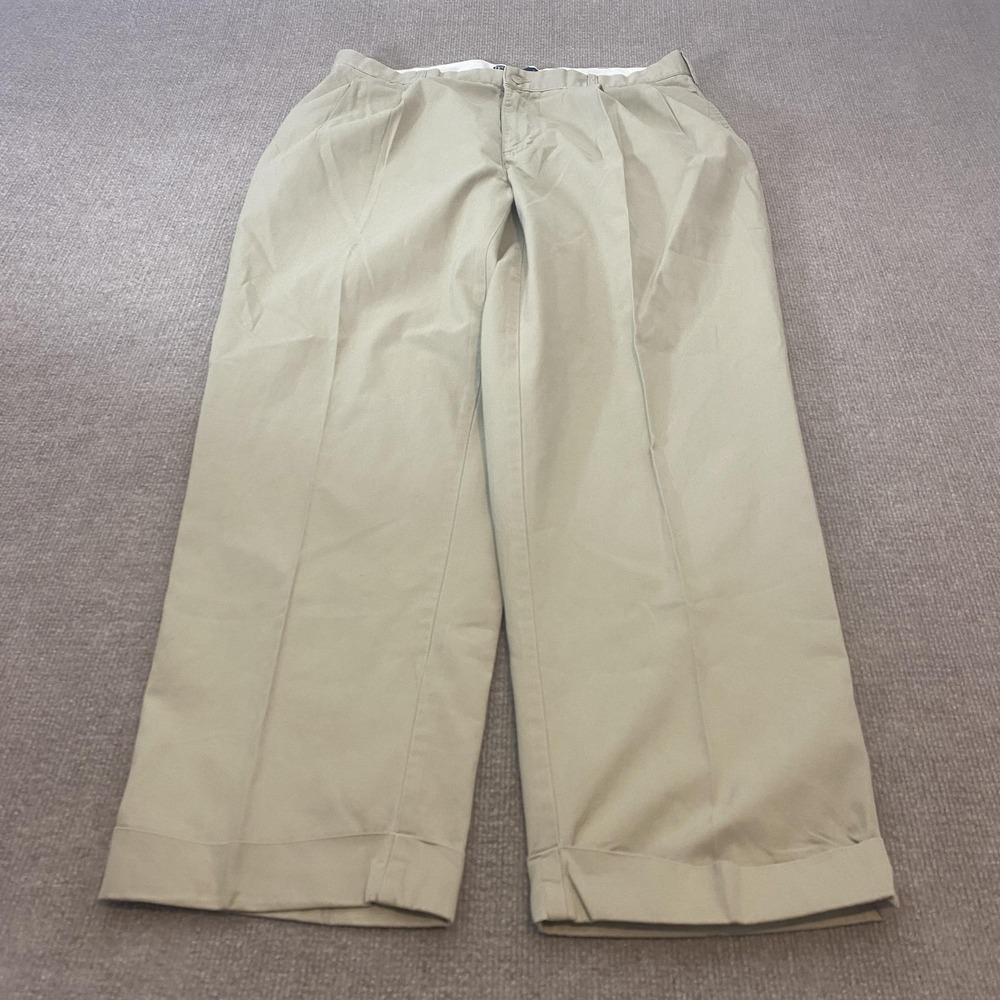 VTG Polo By Ralph Lauren Hammond Pants Mens Altered 35x30 Beige Pleated Khakis